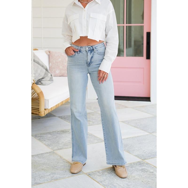 LAATSTE DAGVERKOOP 49% UITš„ Vintage Wash Plus-Size Jeans - Elastische, rechte pijp en billenlichtende pasvorm/Vintage Wash Plus-Size Jeans