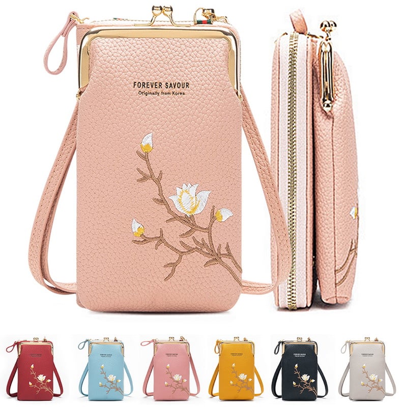 Vrouwen Sling Cross-Body Portemonnee met Mobiele Mobiele Telefoonhouder