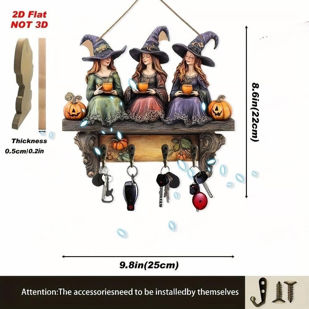 🎃2025 Halloween heks sleutelhanger houten wanddecoratie