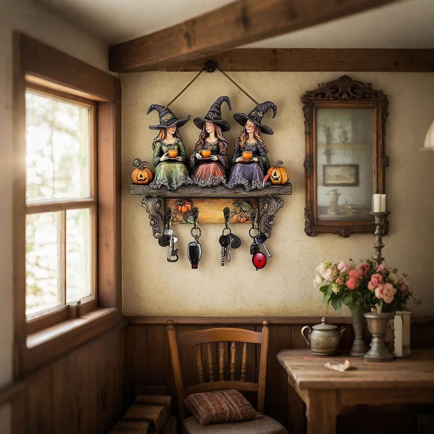 🎃2025 Halloween heks sleutelhanger houten wanddecoratie