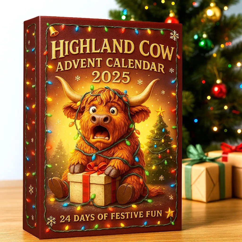 🐮Highland Cow adventskalender 2025🎄✨ - 3D handgemaakte Highland Cow pop (24 stuks)