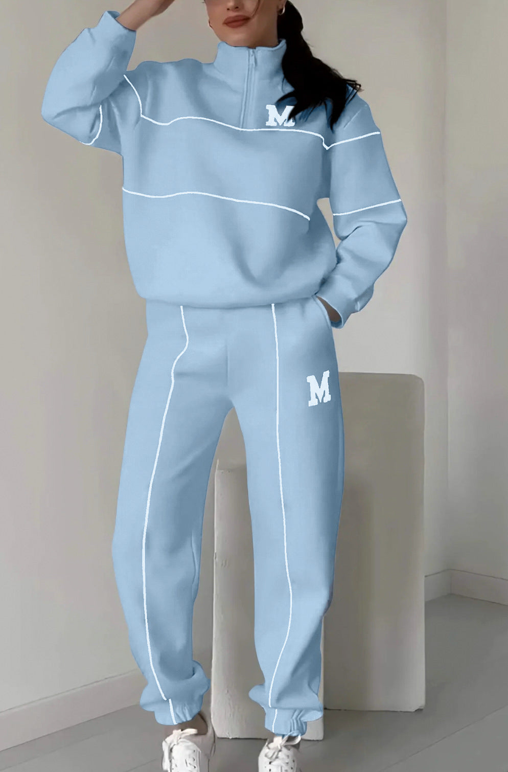 Casual sweatshirt 2-delige set met lijn