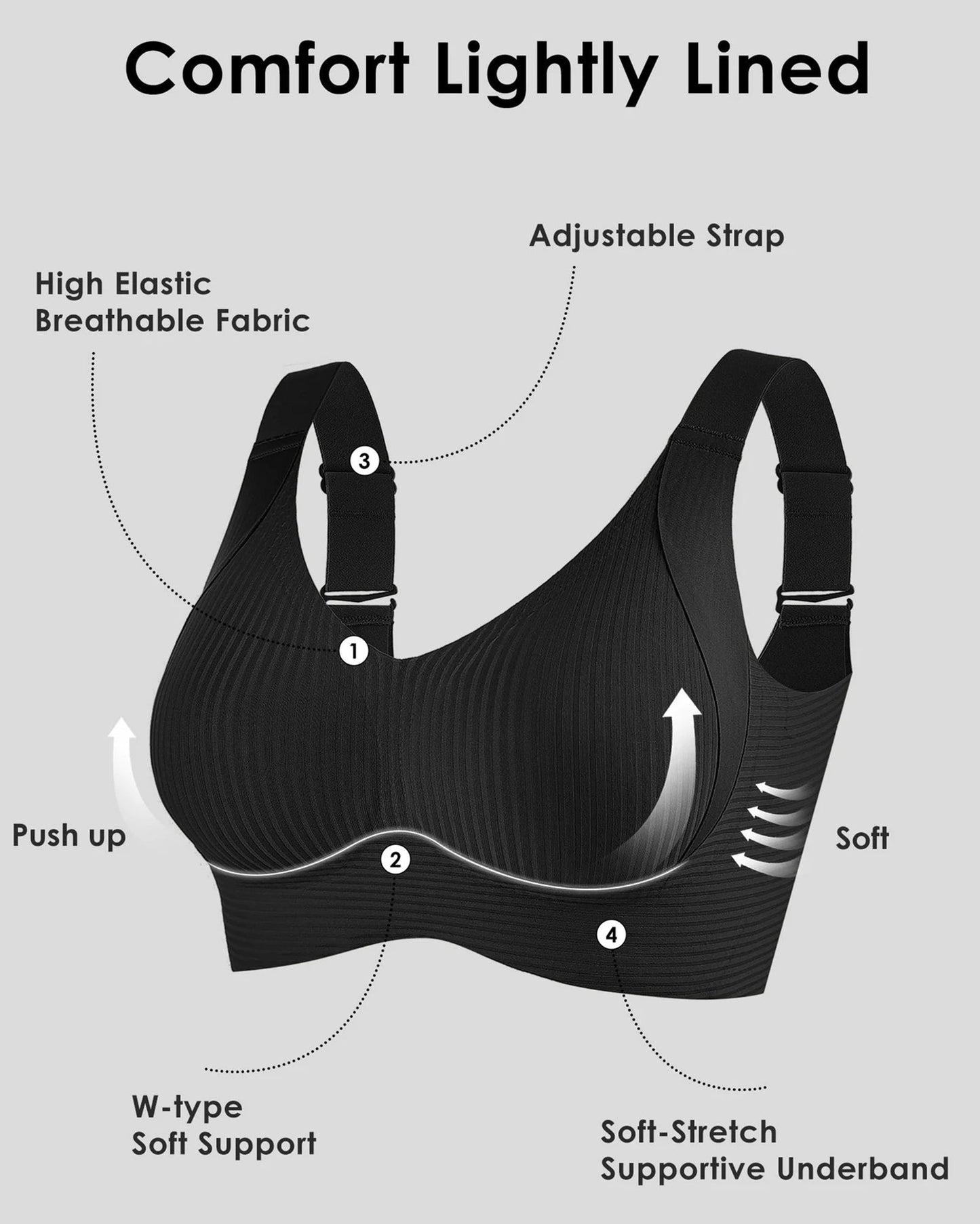 ⏳Speciale wekelijkse aanbieding voor een beperkte periode🎁Push-up bh met lint voor dames met verstelbare gebogen bandjes