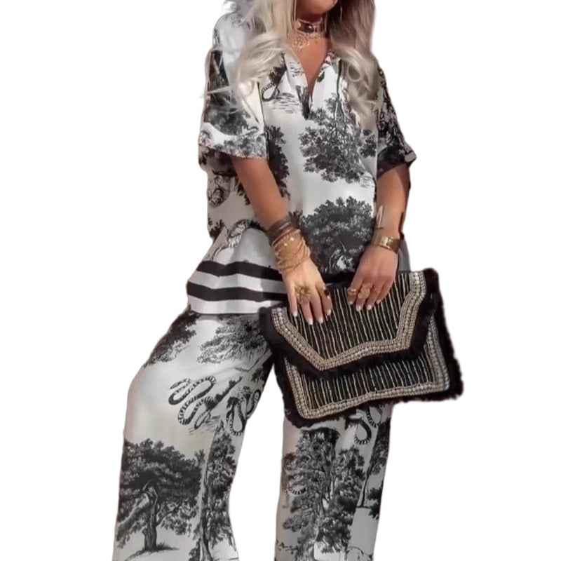š„šTweedelige top en broek met V-hals