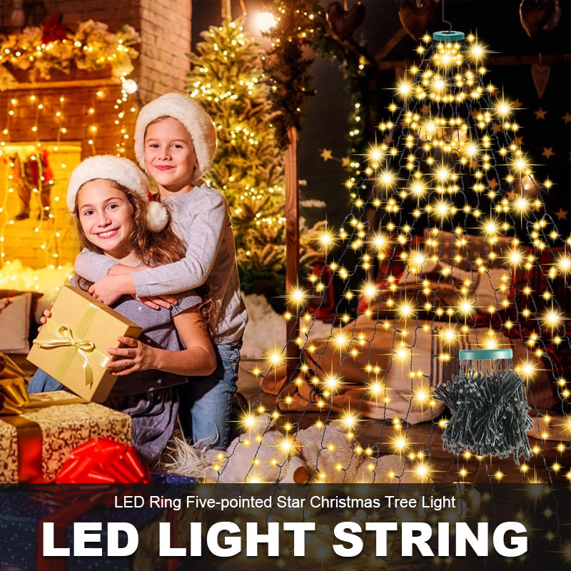 🎄 LED Ring Vijfpuntige Ster Kerstboomverlichting 🎄
