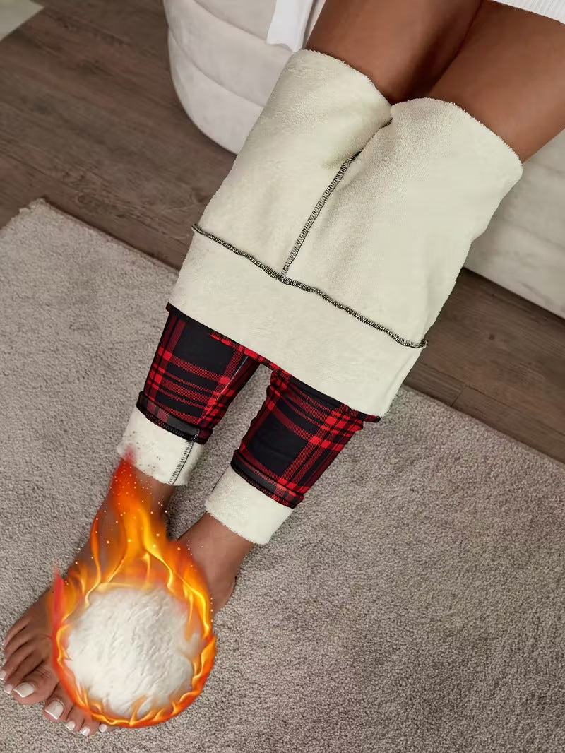 Ruutuleggings voor dames – zachte, elastische en stijlvolle winterkleding 🧣