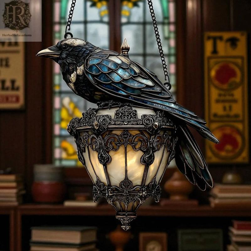 Raven Glas-in-lood lantaarn