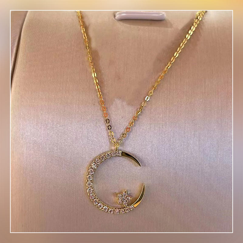 Superglanzende, prachtige zirkoon sterrenmaan ketting