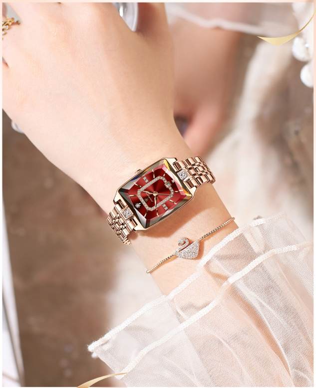 🔥Black Friday Mega Deal – 50% korting!🔥Dameshorloge met rechthoekige wijzerplaat en strass-steentjes