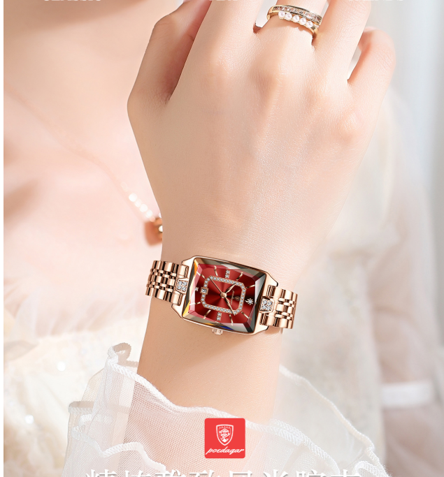 🔥Black Friday Mega Deal – 50% korting!🔥Dameshorloge met rechthoekige wijzerplaat en strass-steentjes