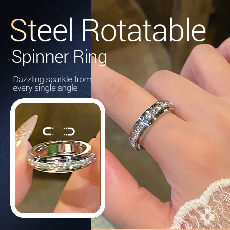 💖Black Friday Mega Deal – 50% korting!💖Draaibare spinnerring van titaniumstaal met zirkonia