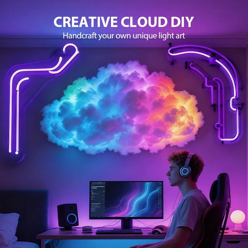 ⏳Tijdelijke aanbieding⏰DIY-verlichtingsdecoratie 'Onweerswolk' met LED's en USB-voeding🌈☁️