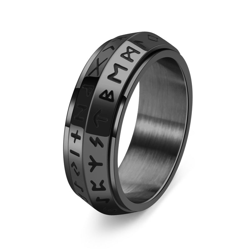 ✨🎅Kerstaanbiedingen – Alleen voor korte tijd!⏰Titanium Steel Viking Rune Rotating Ring