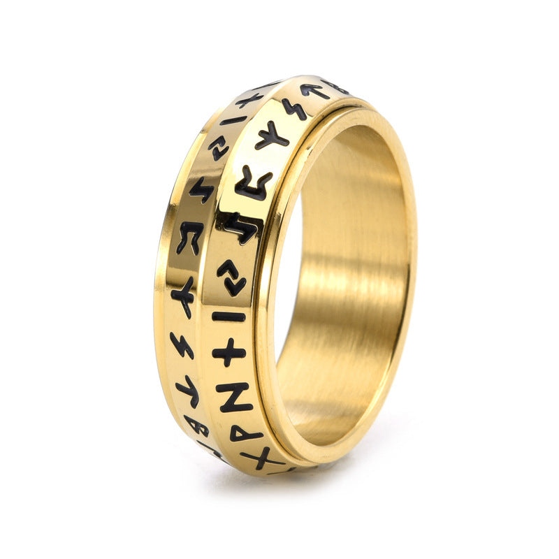 ✨🎅Kerstaanbiedingen – Alleen voor korte tijd!⏰Titanium Steel Viking Rune Rotating Ring