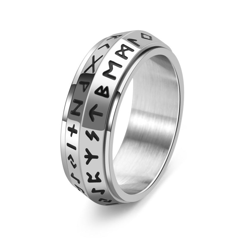 ✨🎅Kerstaanbiedingen – Alleen voor korte tijd!⏰Titanium Steel Viking Rune Rotating Ring